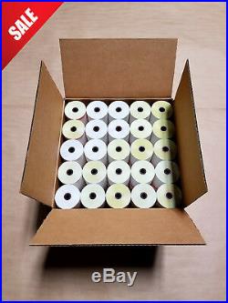 (100) 3 x 95' 2 Ply White/Canary Paper Rolls for Verifone Printer 250 500 900