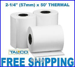 (200) VERIFONE vx520 (2-1/4 x 50') THERMAL RECEIPT PAPER ROLLS FREE SHIPPING