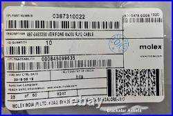 Lot 100 Molex/Verifone Mx380 9 Pin Serial DB9 M to RJ12 M POS Cable 497-0483350