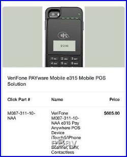 Details about   VERIFONE PAYWARE E315M IPHONE 5 IPOD MOBILE BARCODE CC TERMINAL M087-313-10-WWA 